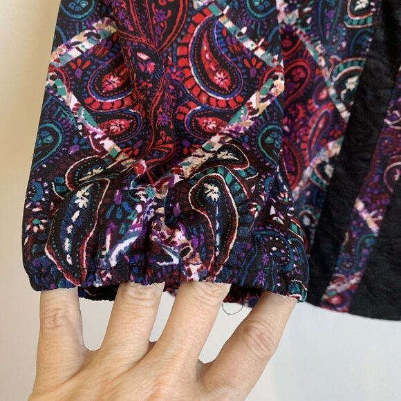 Catherines Patchwork Paisley Top Size 3X 26/28W Lace Middle Panel Whimsigoth - Picture 5 of 8